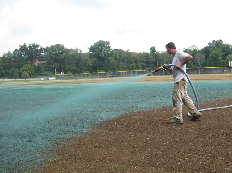 This is a football field being hydro seeded